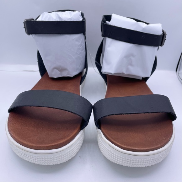 MAURICES black leather ankle strap platform sandals women Size 11 - Picture 10 of 12